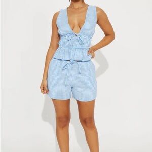 Fashion Nova Blue Gingham Women Shorts